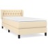 Cama box spring con colchón tela color crema 90x190