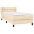 Cama box spring con colchón tela color crema 90x190