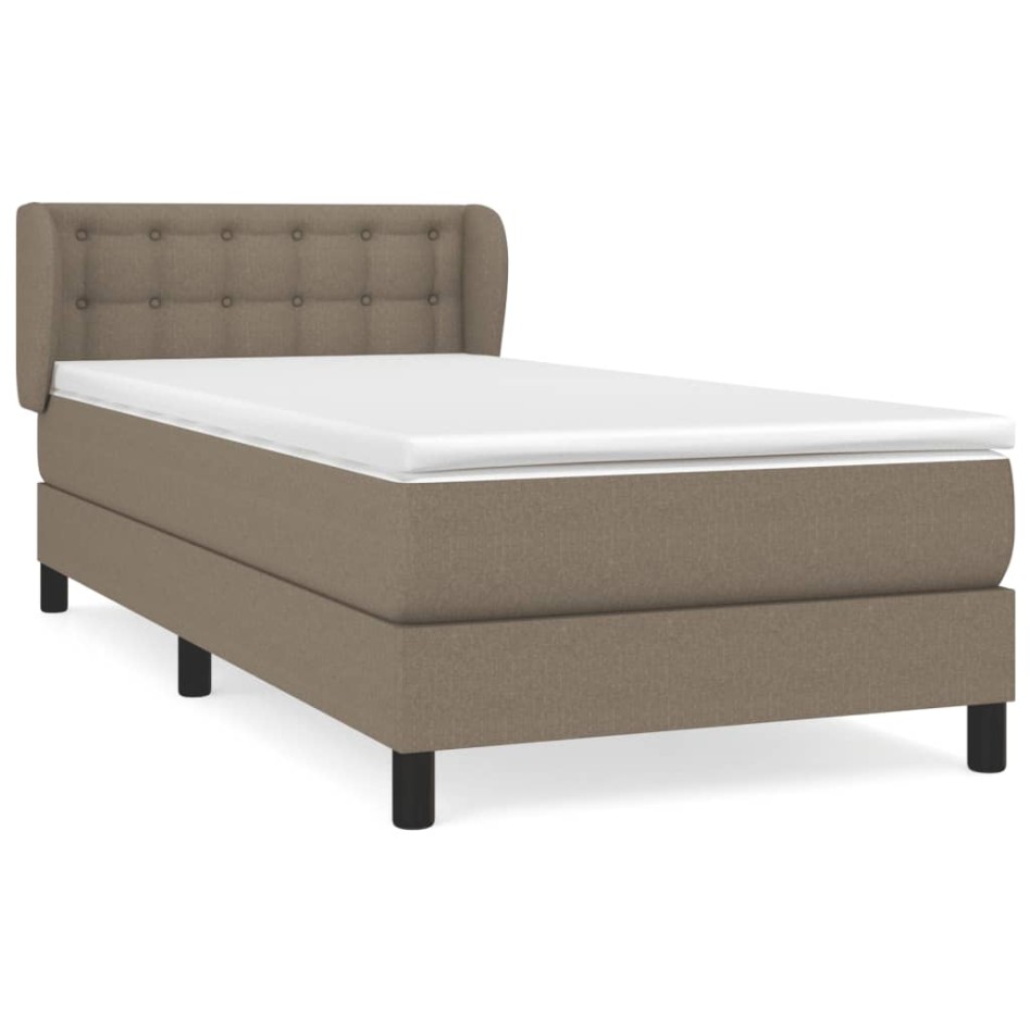 Cama box spring con colchón tela gris taupe 90x190