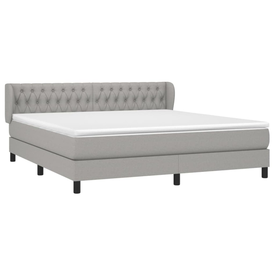Cama box spring con colchón tela gris claro 180x200