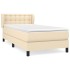 Cama box spring con colchón tela color crema 80x200