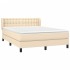Cama box spring con colchón tela color crema 140x190