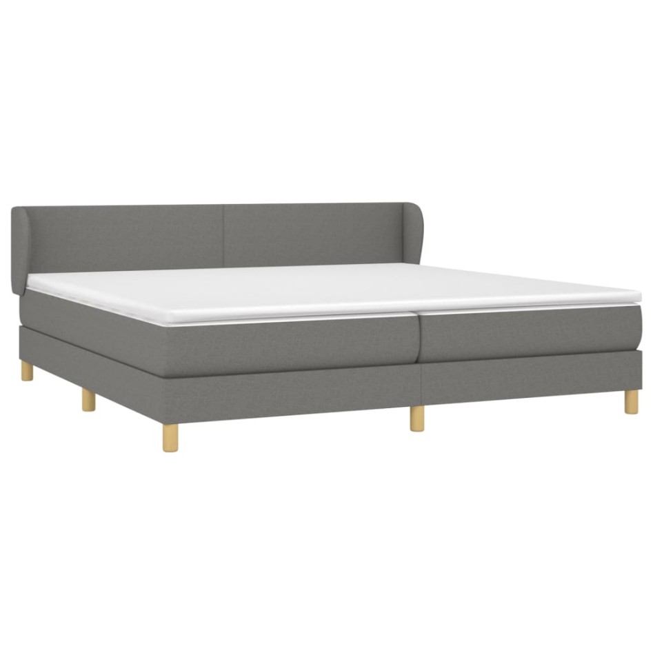 Cama box spring con colchón tela gris oscuro 200x200