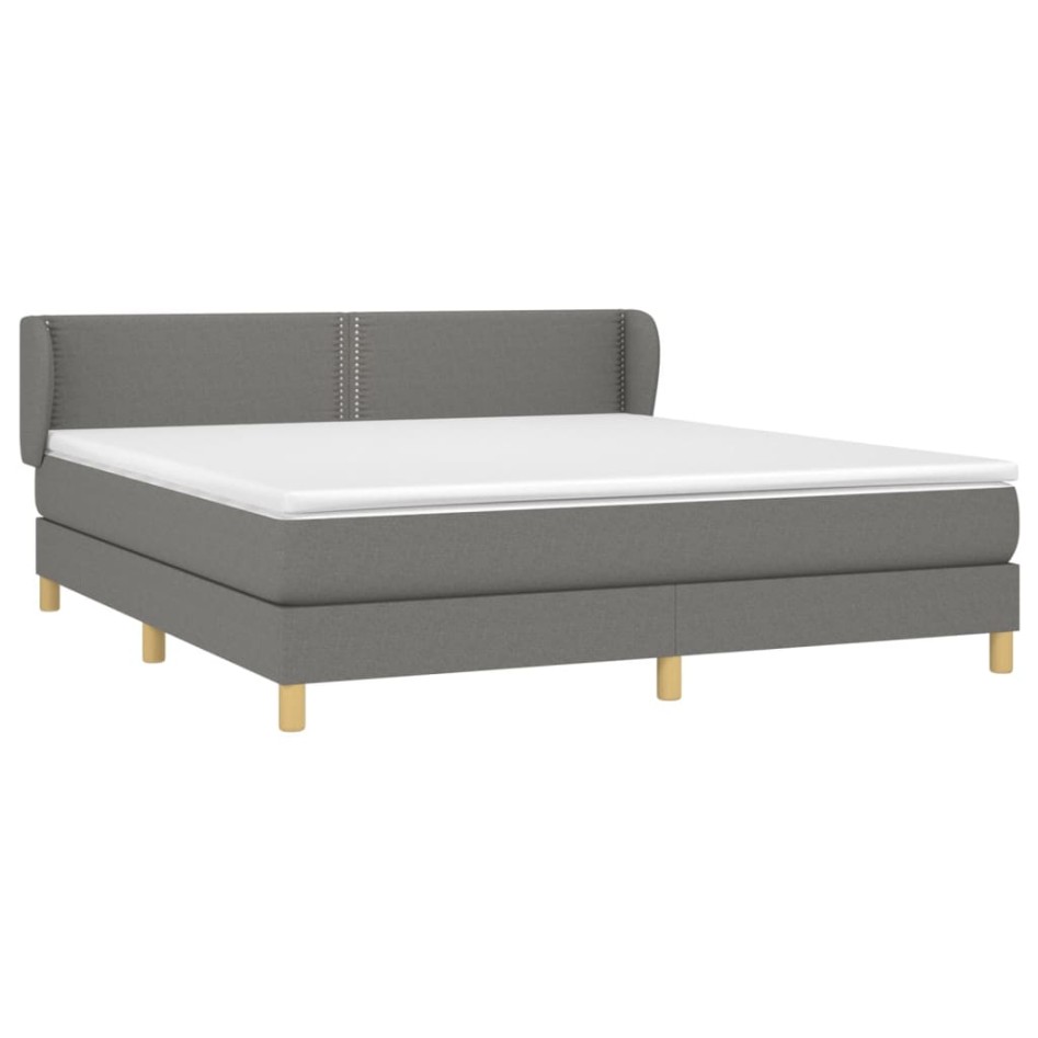 Cama box spring con colchón tela gris oscuro 180x200