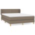 Cama box spring con colchón tela gris taupe 140x190