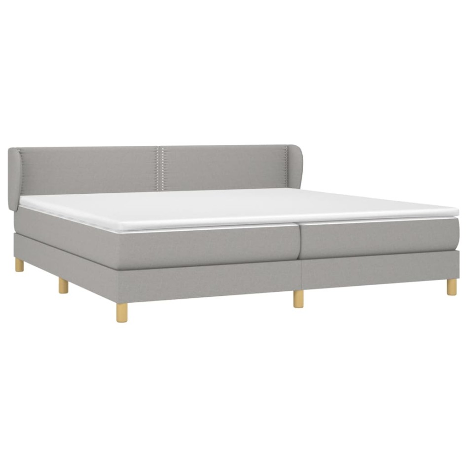 Cama box spring con colchón tela gris claro 200x200
