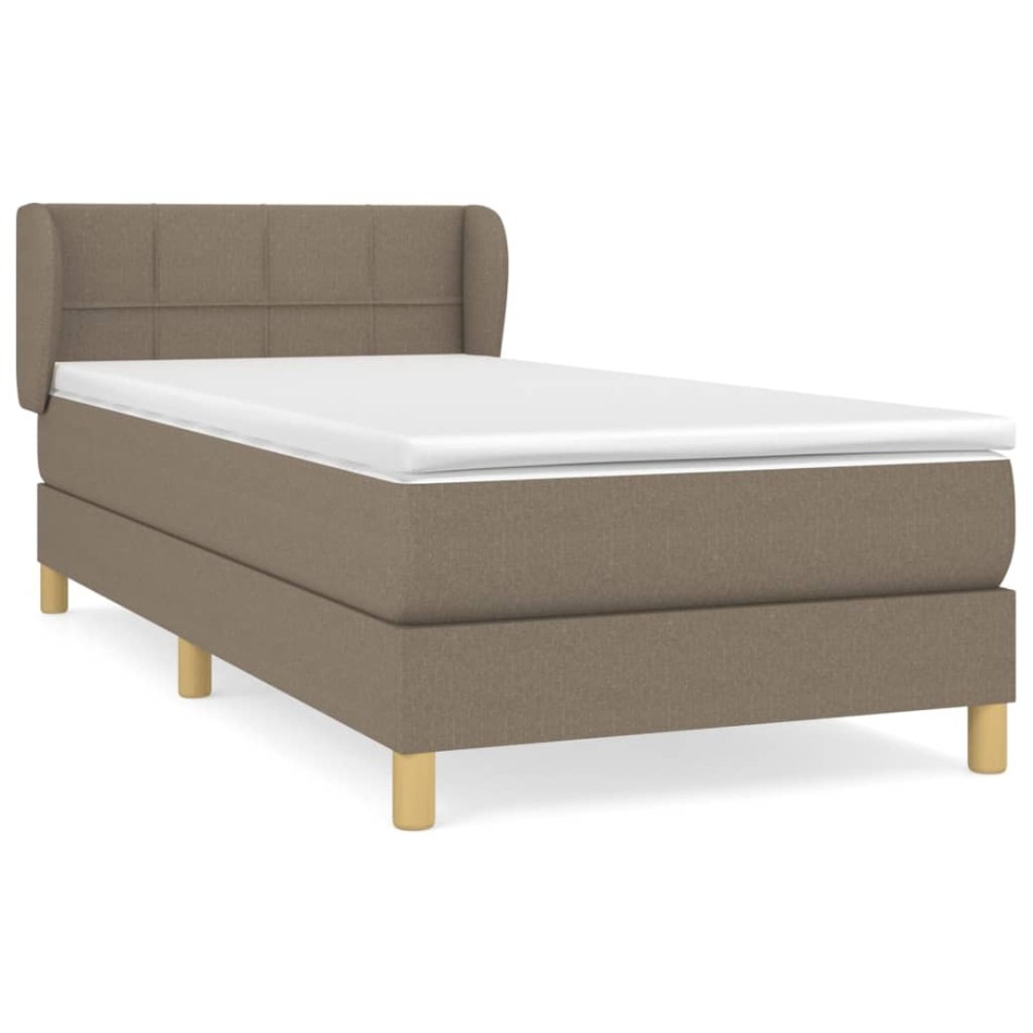 Cama box spring con colchón tela gris taupe 90x200