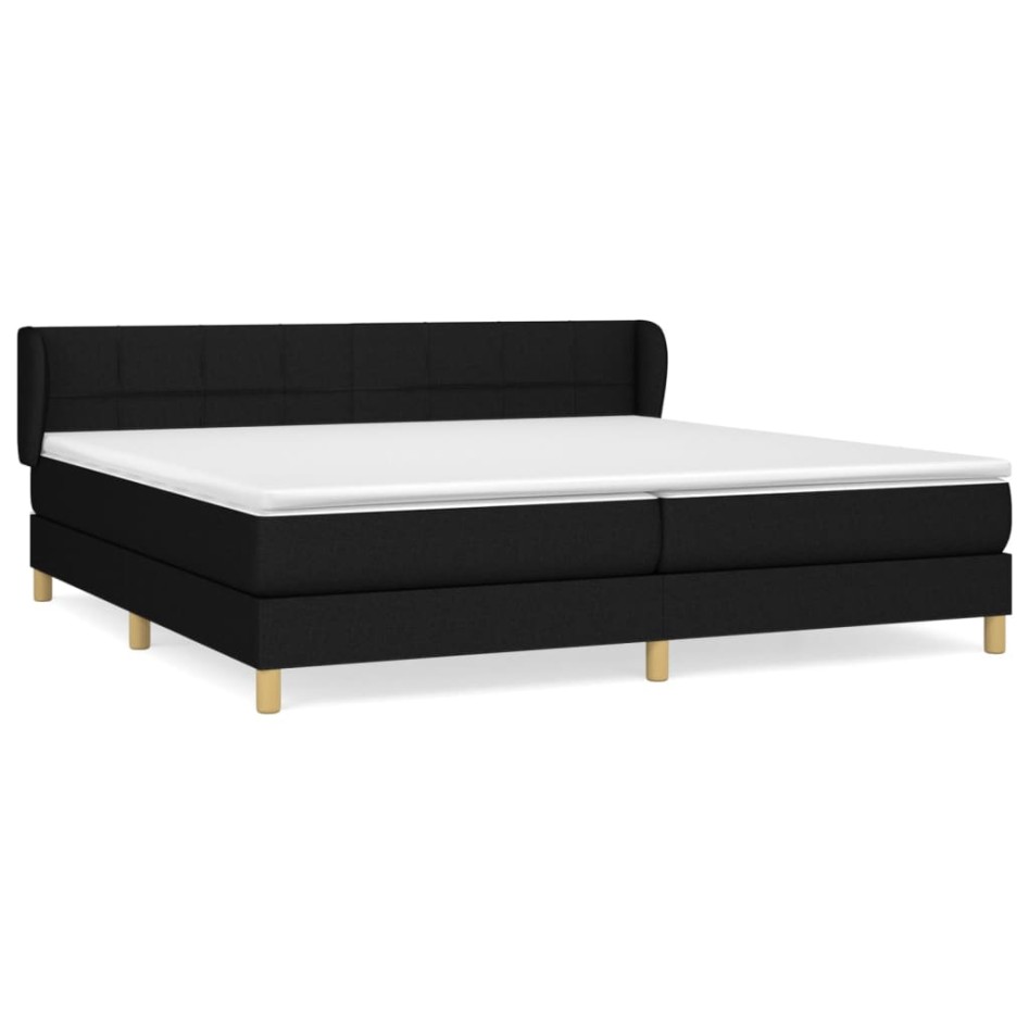 Cama box spring con colchón tela negro 200x200