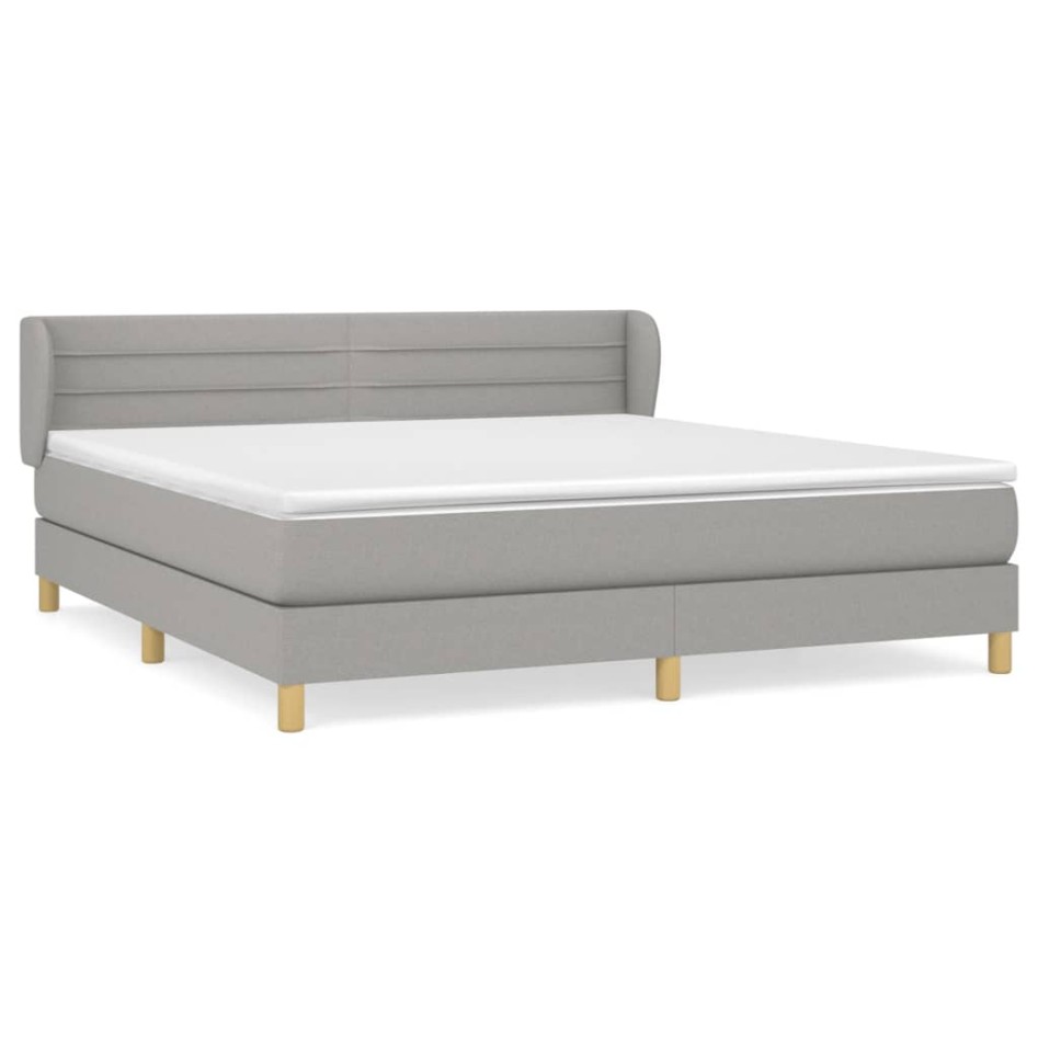 Cama box spring con colchón tela gris claro 180x200