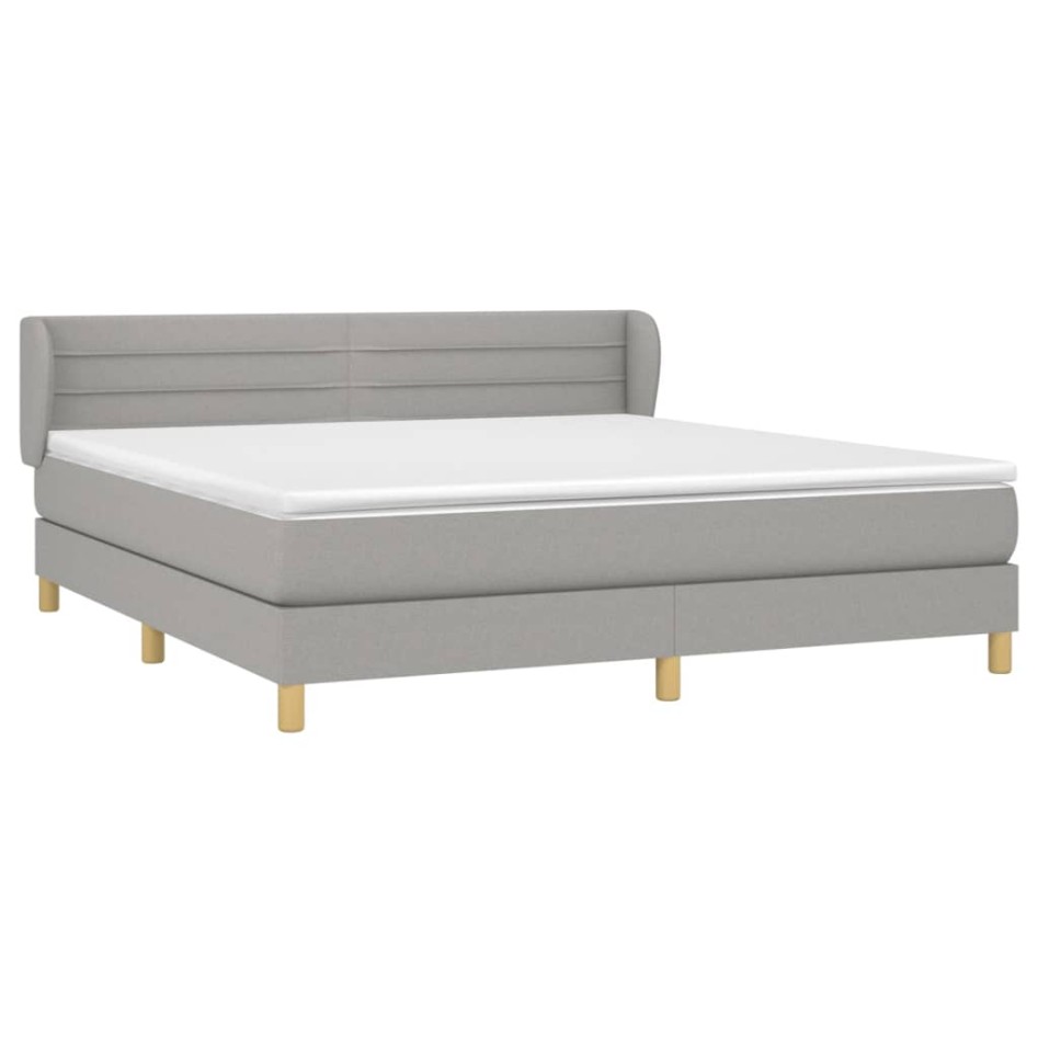 Cama box spring con colchón tela gris claro 180x200
