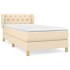 Cama box spring con colchón tela color crema 80x200