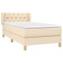 Cama box spring con colchón tela color crema 80x200