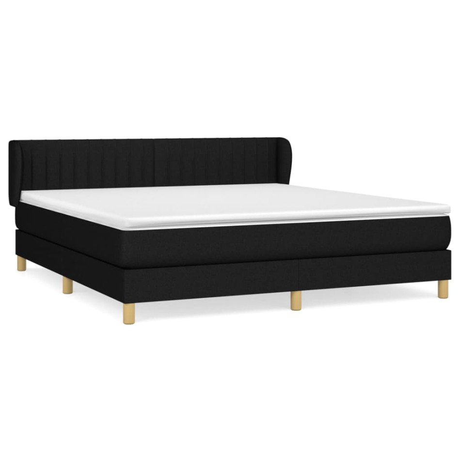Cama box spring con colchón tela negro 180x200