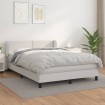 Cama box spring con colchón cuero sintético blanco 140x190 cm