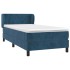 Cama box spring con colchón terciopelo azul oscuro 100x200