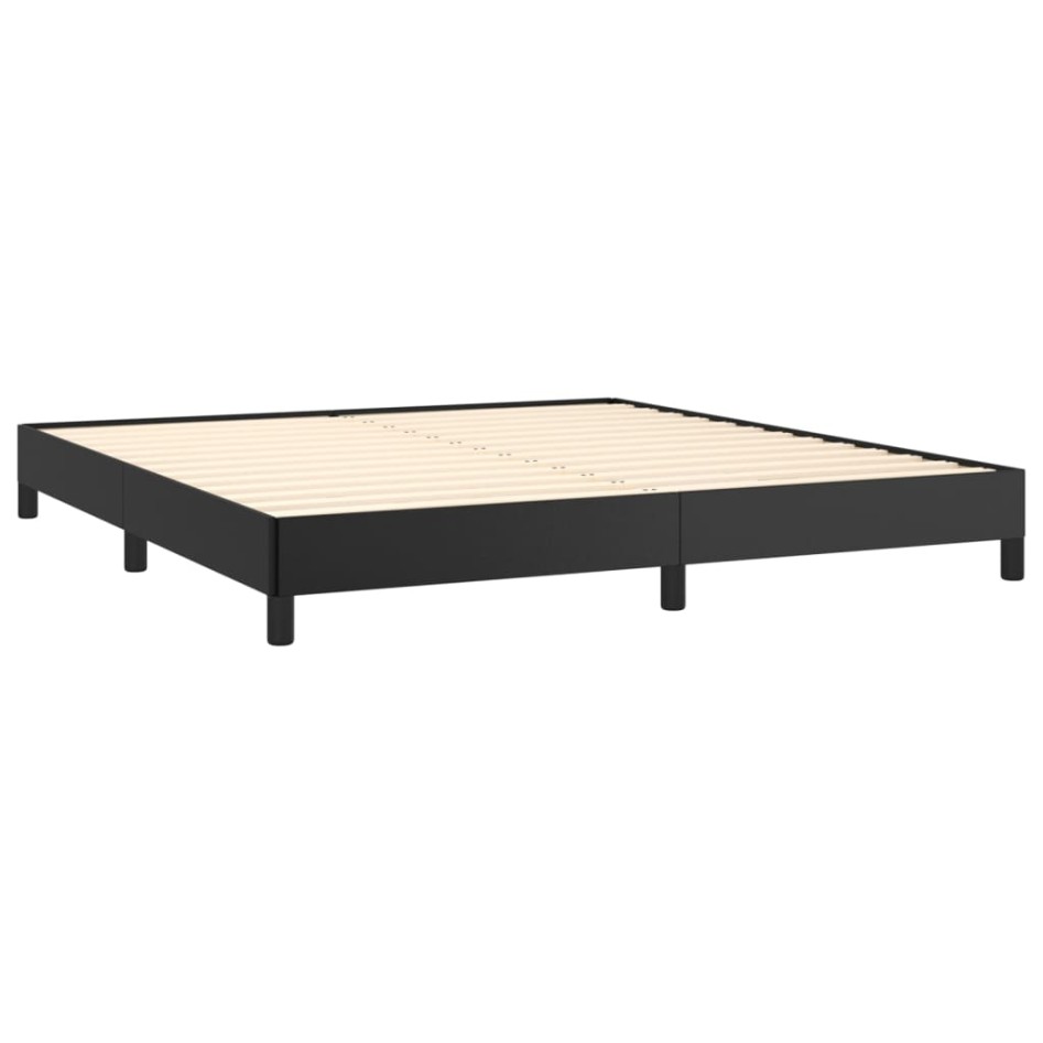 Cama box spring con colchón cuero sintético negro 180x200
