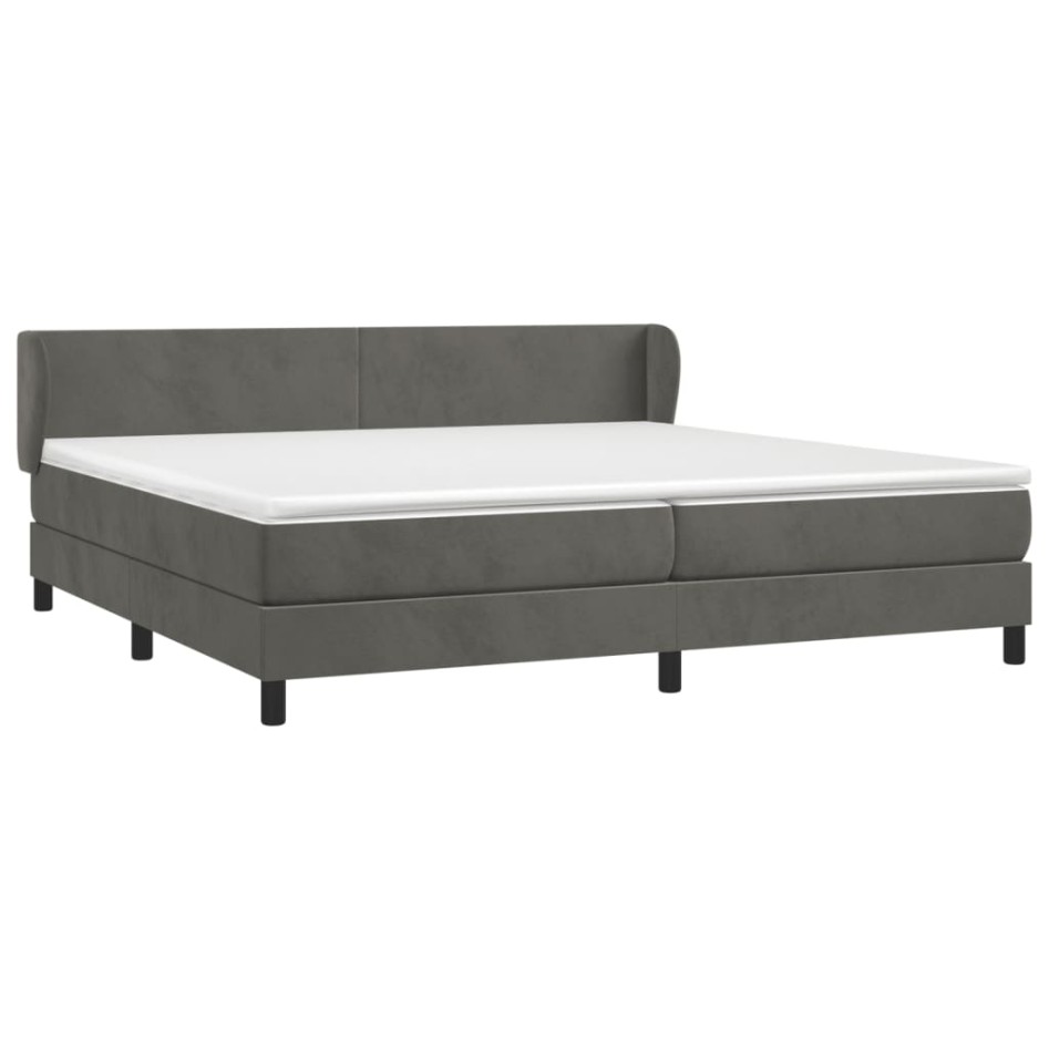 Cama box spring con colchón terciopelo gris oscuro 200x200