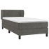Cama box spring con colchón terciopelo gris oscuro 100x200