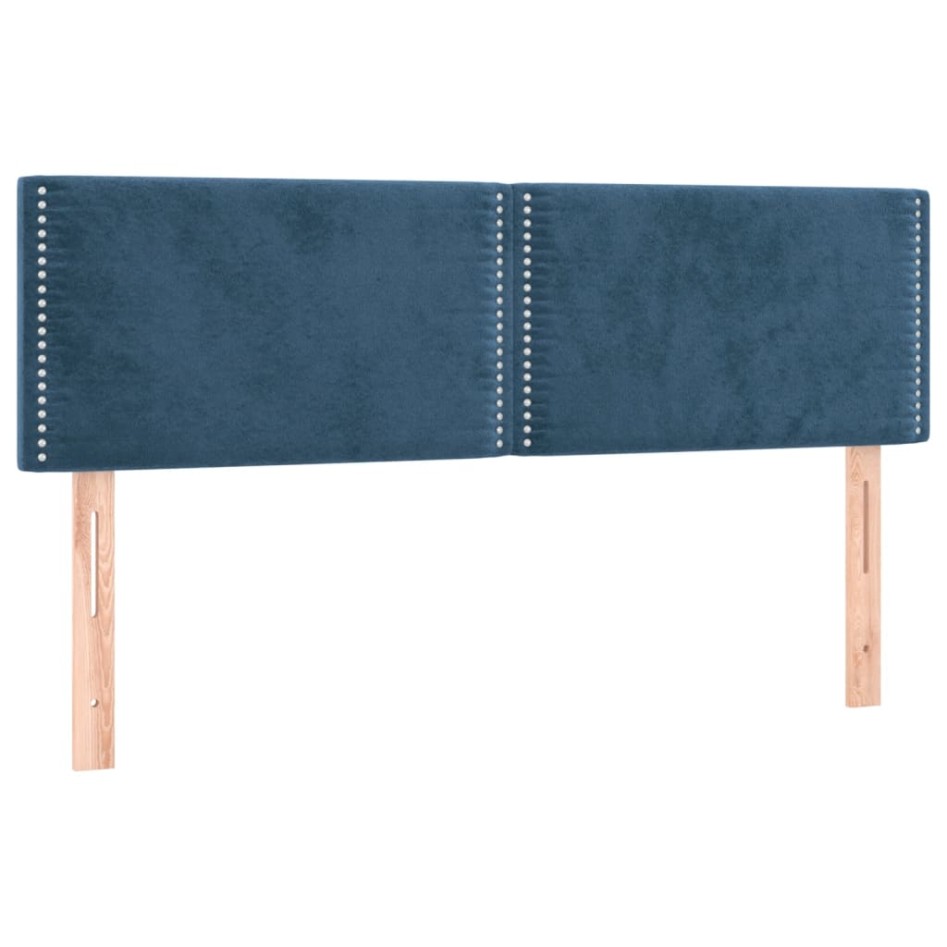 Cama box spring con colchón terciopelo azul oscuro 140x200