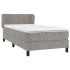 Cama box spring con colchón terciopelo gris claro 100x200
