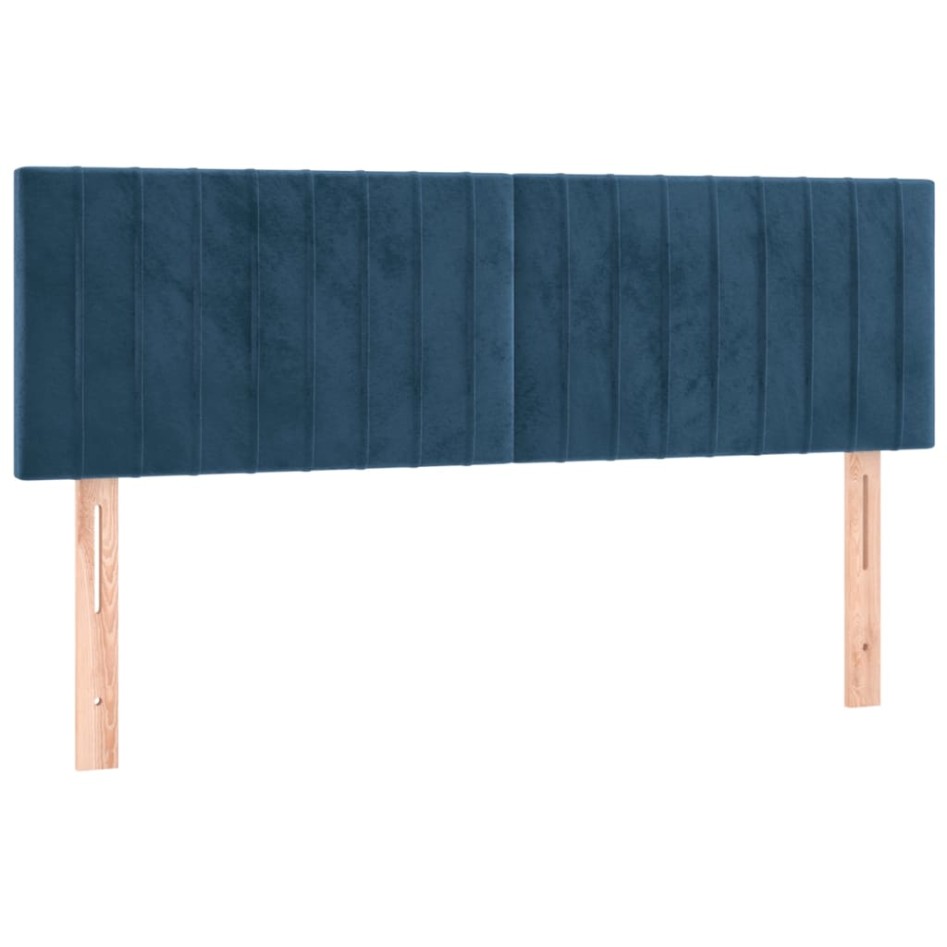 Cama box spring con colchón terciopelo azul oscuro 140x200