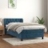 Cama box spring con colchón terciopelo azul oscuro 80x200