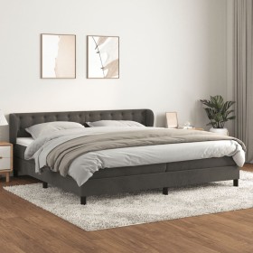 Cama box spring con colchón terciopelo gris oscuro 200x200