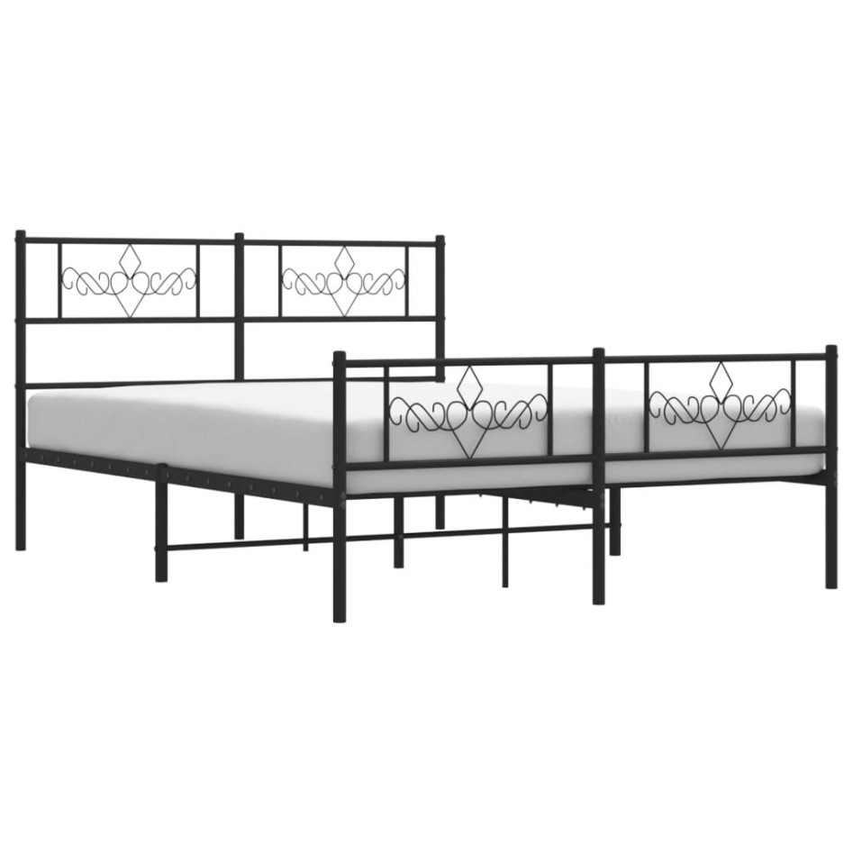 Estructura de cama cabecero y estribo metal negro 120x200