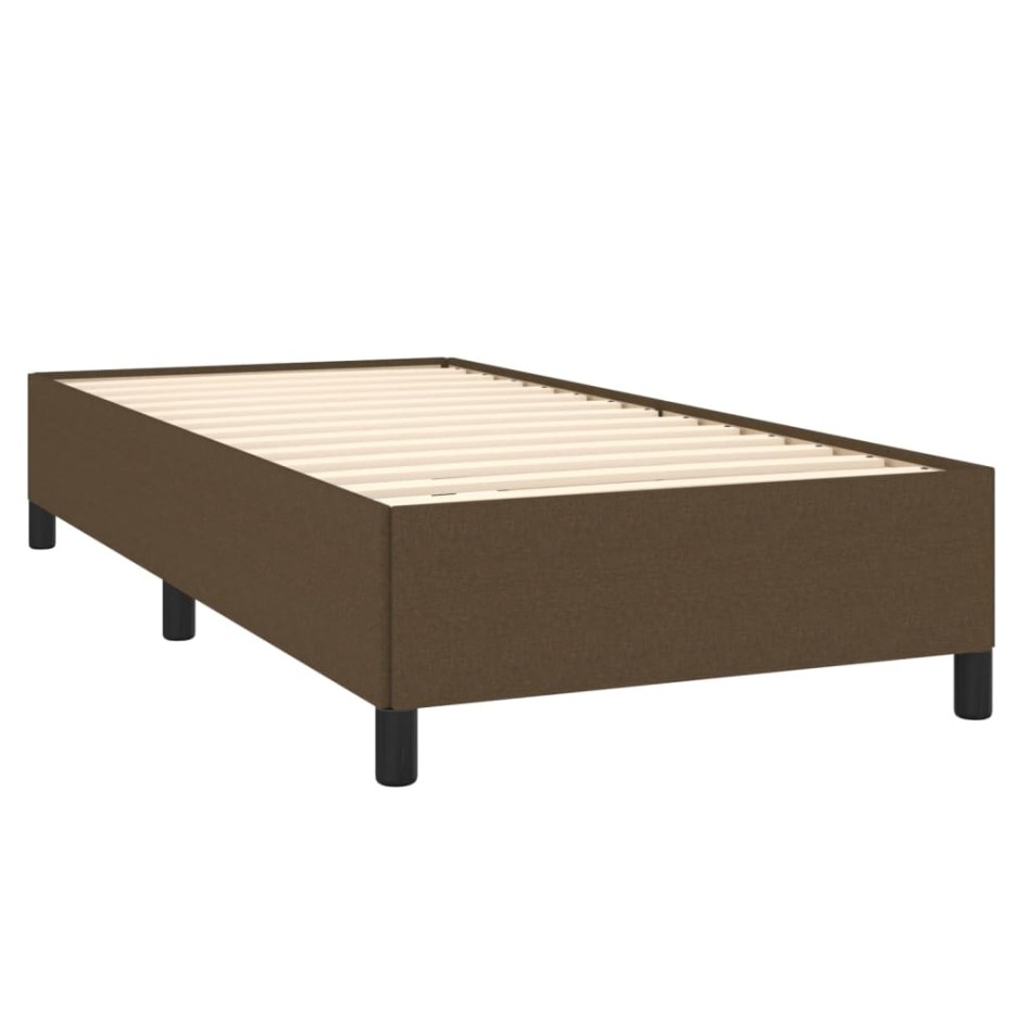 Cama box spring con colchón tela marrón oscuro 100x200
