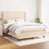 Cama box spring con colchón tela color crema 140x190