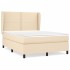 Cama box spring con colchón tela color crema 140x190