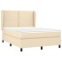 Cama box spring con colchón tela color crema 140x190