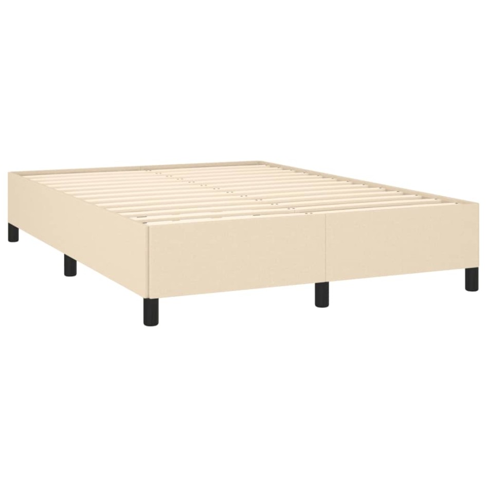 Cama box spring con colchón tela color crema 140x190