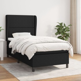 Cama box spring con colchón tela negro 100x200