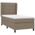 Cama box spring con colchón tela gris taupe 100x200