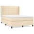 Cama box spring con colchón tela color crema 140x200