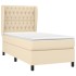 Cama box spring con colchón tela color crema 100x200