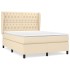 Cama box spring con colchón tela color crema 140x190