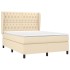 Cama box spring con colchón tela color crema 140x190