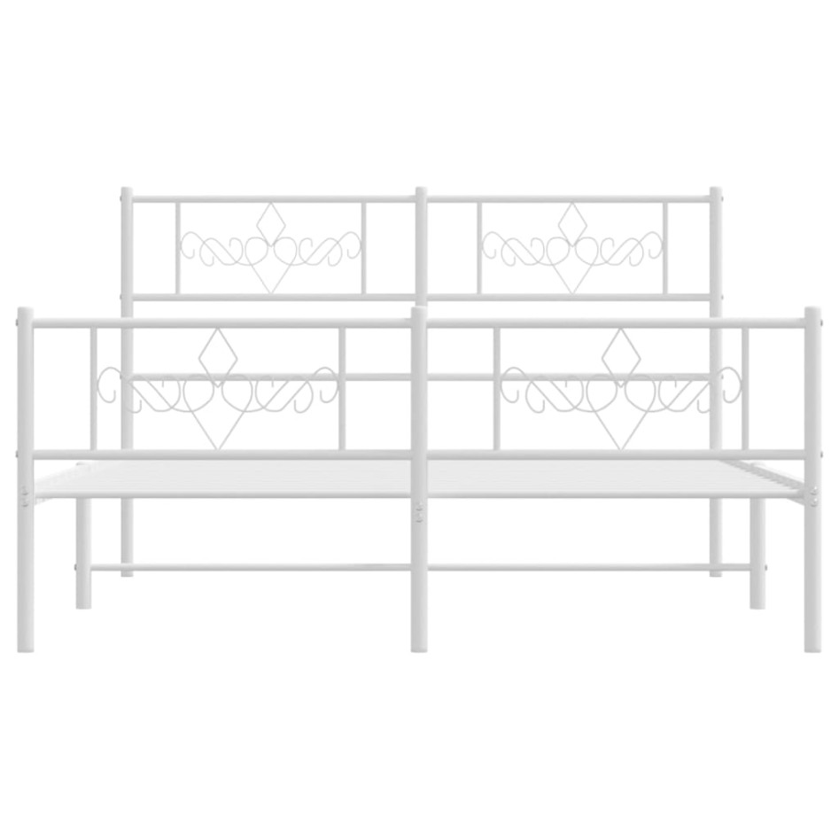 Estructura cama metal con cabecero y estribo blanco 135x190