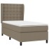 Cama box spring con colchón tela gris taupe 90x190
