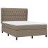 Cama box spring con colchón tela gris taupe 140x200