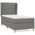 Cama box spring con colchón tela gris oscuro 100x200