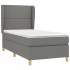 Cama box spring con colchón tela gris oscuro 100x200