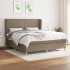 Cama box spring con colchón tela gris taupe 160x200