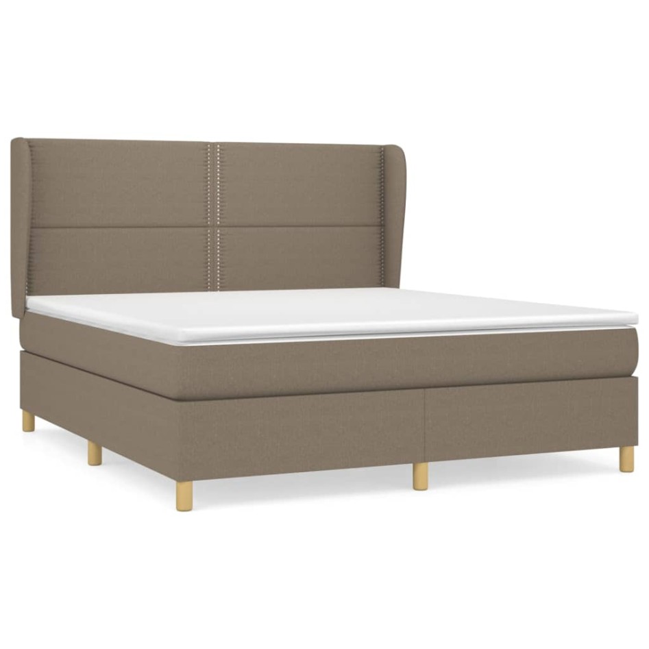 Cama box spring con colchón tela gris taupe 160x200