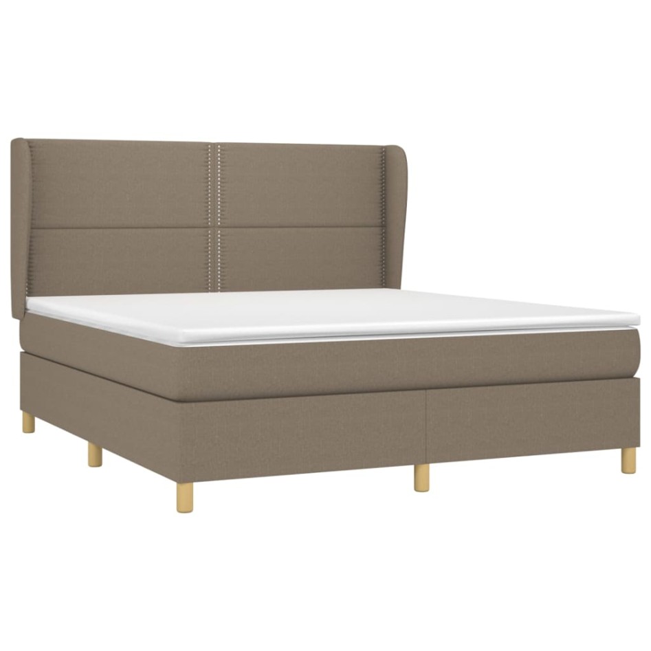 Cama box spring con colchón tela gris taupe 160x200