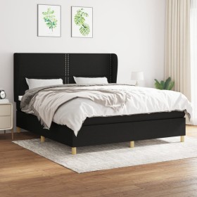 Cama box spring con colchón tela negro 160x200