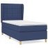 Cama box spring con colchón tela azul 80x200