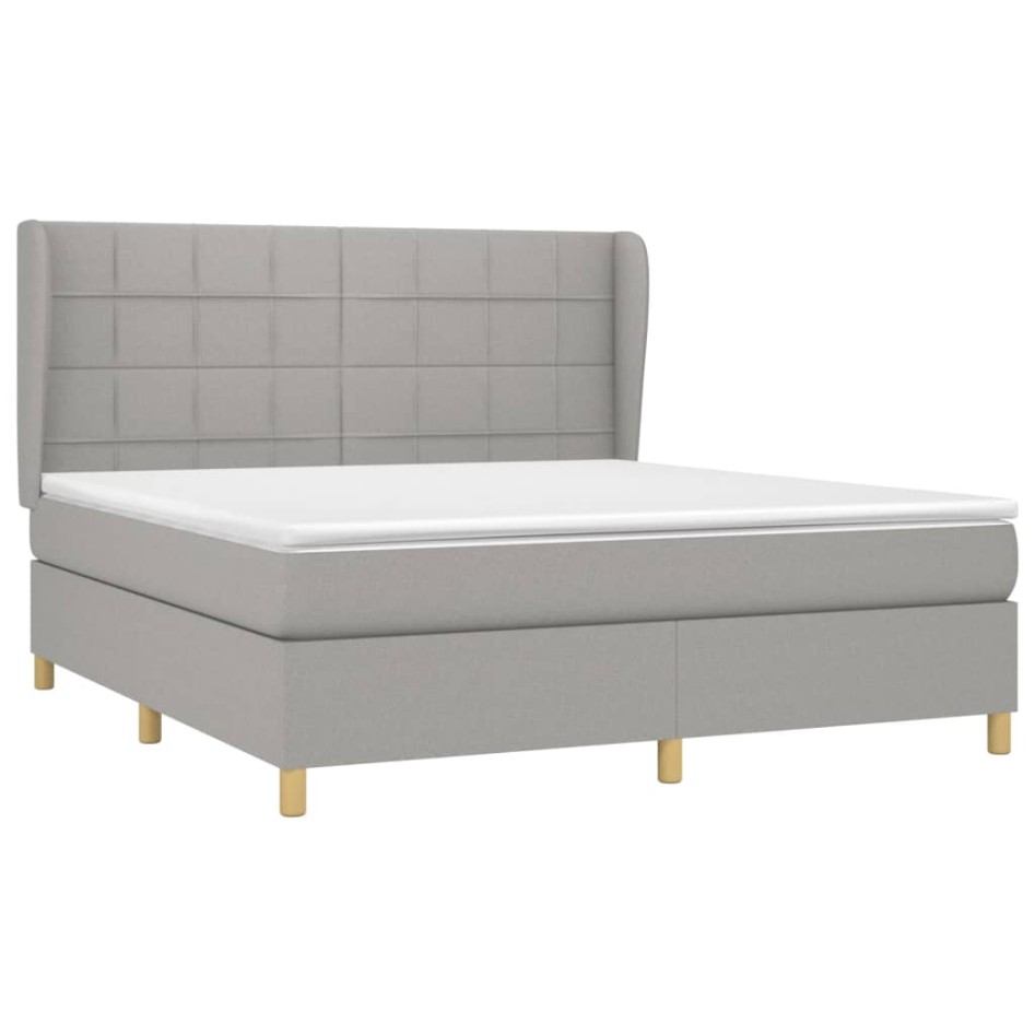 Cama box spring con colchón tela gris claro 160x200